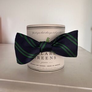 Collard Greens Navy & Green Striped Bow Tie